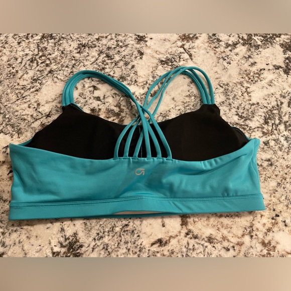 Teal Sport Bra with cross back - Picture 2 of 2